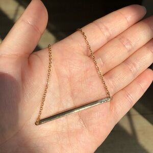 Gold Bar with Crystal Accents Necklace